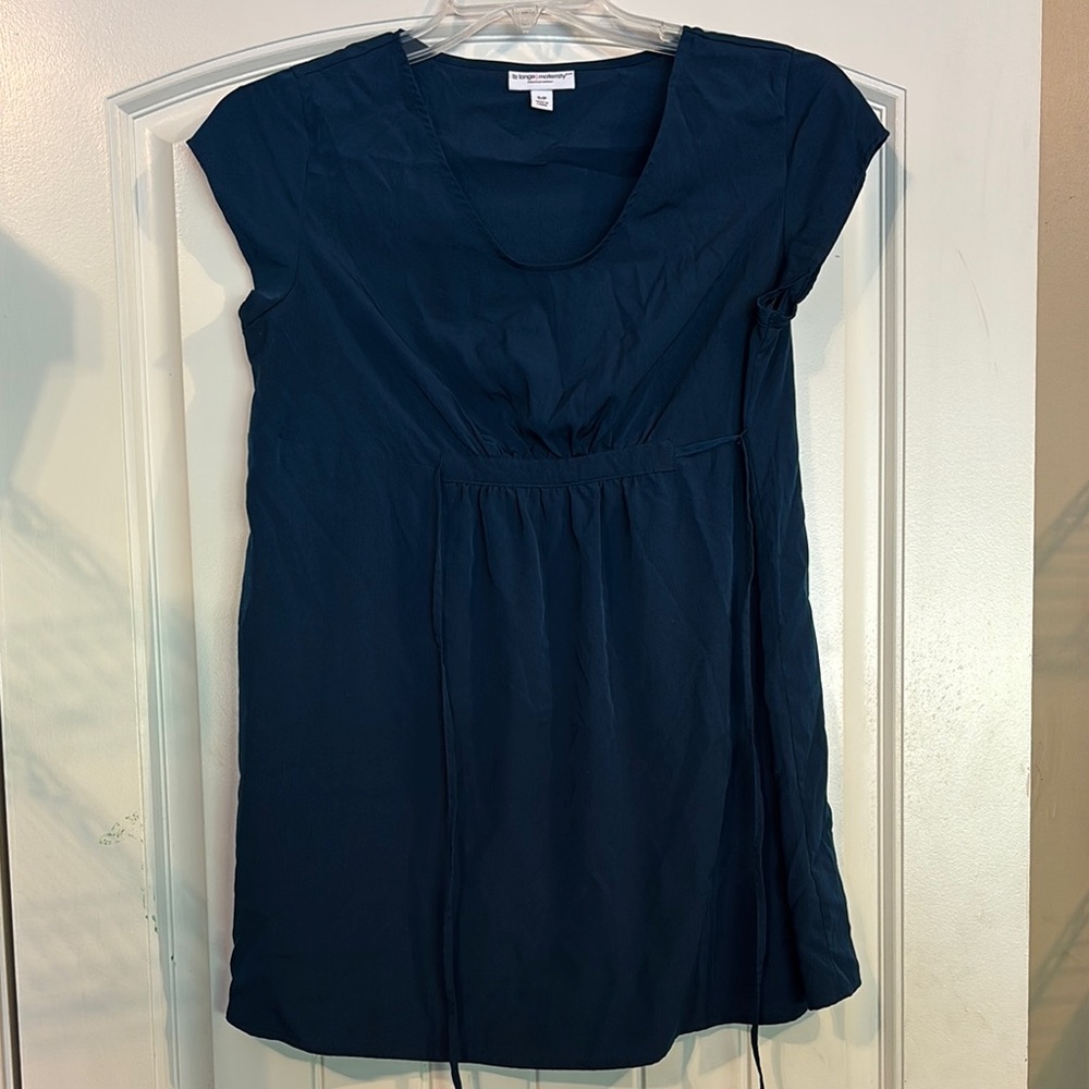 Dark Blue Cap Sleeve Maternity Blouse
